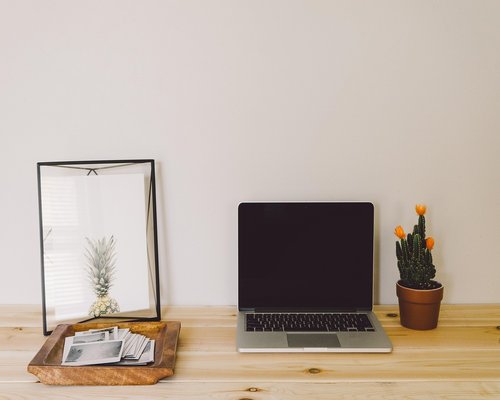 Comfortable ergonomic setup for working from home during a rainy day